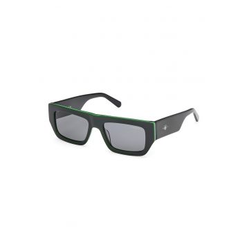 Ochelari de soare dreptunghiulari unisex - Verde - Negru stins -