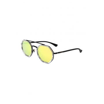 Ochelari de soare hexagonali cu lentile oglinda si model unisex