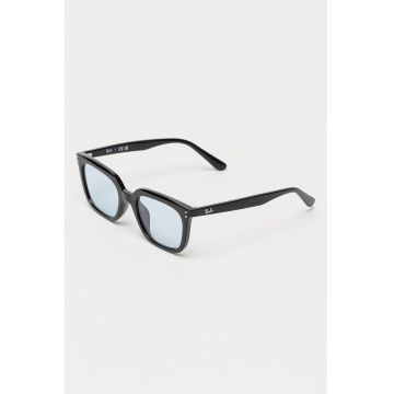 Ochelari de soare wayfarer unisex cu lentile uni - Negru/Argintiu