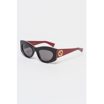 Ochelari de soare cat-eye cu logo - Auriu/Rosu inchis