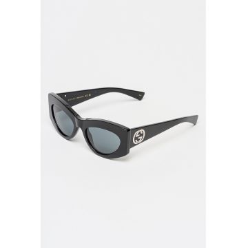 Ochelari de soare cat-eye cu logo - Negru/Argintiu