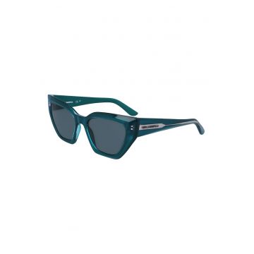 Ochelari de soare cat-eye cu logo - Albastru petrol -