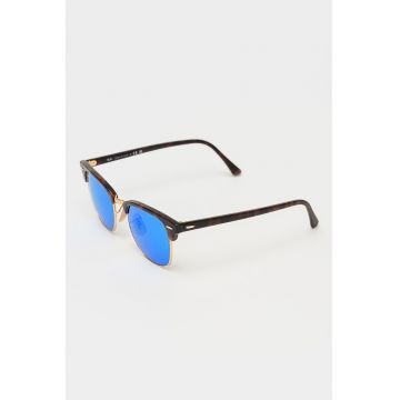 Ochelari de soare clubmaster unisex cu lentile oglinda - Auriu/Maro