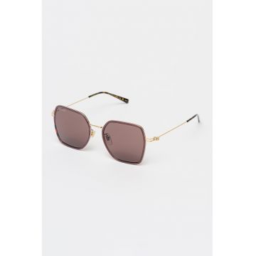 Ochelari de soare hexafonali cu rama metalica - Auriu -