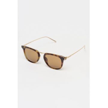 Ochelari de soare patrati cu animal print - Auriu/Maro