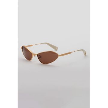 Ochelari de soare unisex cu rama metalica Bambino - Auriu/Alb fildes