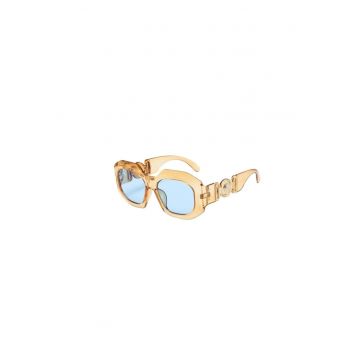 Ochelari de soare - bej transparent - cu insertii aurii - patrati - Sakaria C1