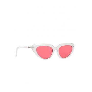 Ochelari de soare dama  Shelby - forma cat-eye - policarbonat - alb roz