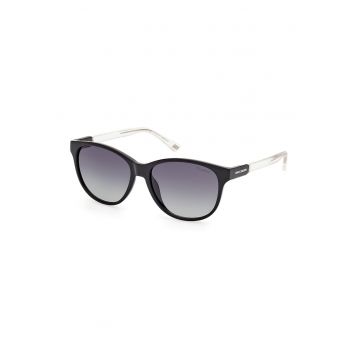Ochelari de soare cat-eye cu lentile polarizate - Negru/Transparent