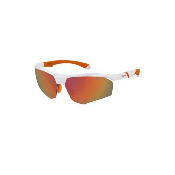 Ochelari de soare wrap cu lentile polarizate - 68-10-135 - Portocaliu mandarina/Alb murdar