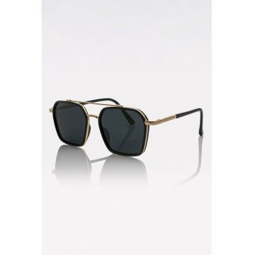 Ochelari de soare hexagonali unisex cu lentile polarizate - Auriu