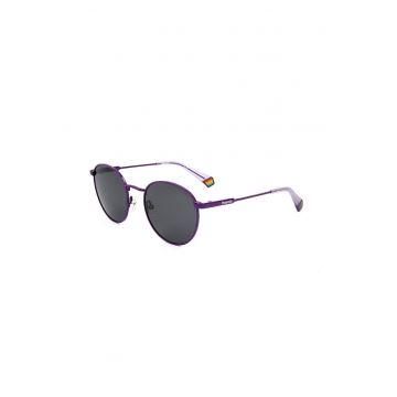 Ochelari de soare rotunzi unisex cu lentile polarizate - Violet pruna