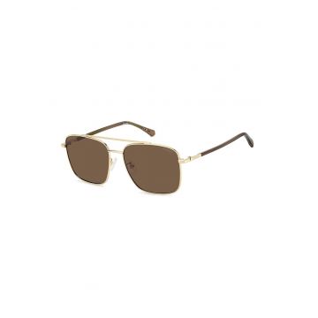 Ochelari de soare aviator - Auriu/Maro