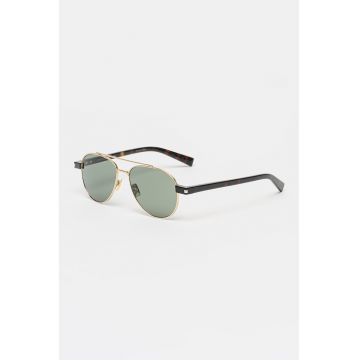 Ochelari de soare aviator cu logo discret pe brate - Auriu/Maro