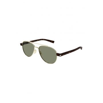 Ochelari de soare aviator cu logo discret pe brate - Auriu/Maro
