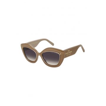 Ochelari de soare cat-eye cu logo - Auriu/Maro taupe deschis