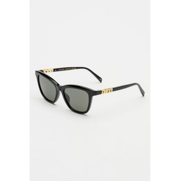 Ochelari de soare cat-eye cu logo metalic - Auriu/Negru