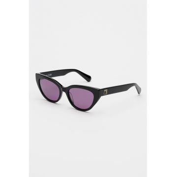 Ochelari de soare cat-eye cu logo - Negru