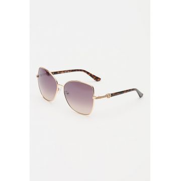 Ochelari de soare cat-eye cu rama metalica - Auriu