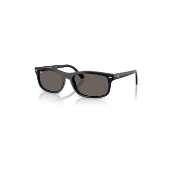 Ochelari de soare dreptunghiulari unisex cu logo - Negru