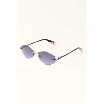 Ochelari de soare hexagonali cu lentile uni - Auriu/Negru