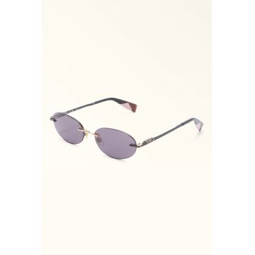 Ochelari de soare ovali cu lentile metalice - Auriu/Negru