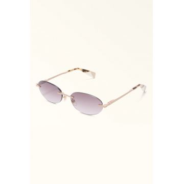 Ochelari de soare ovali cu lentile metalice - Auriu