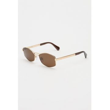 Ochelari de soare ovali cu rame metalice - Auriu