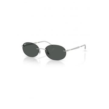 Ochelari de soare ovali unisex cu rama metalica - Argintiu