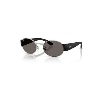 Ochelari de soare ovali unisex - Negru/Argintiu