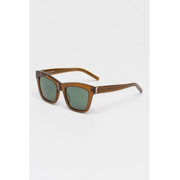 Ochelari de soare patrati cu logo lateral - Maro