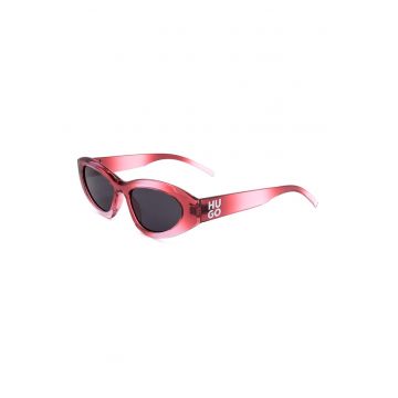 Ochelari de soare wrap cu model unisex si logo - Rosu deschis