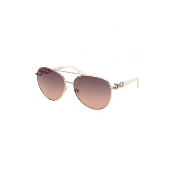 Ochelari de soare aviator cu lentile in degrade - Alb/Auriu