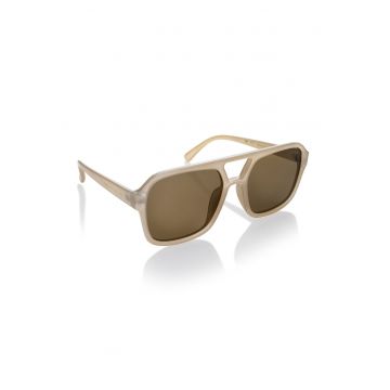 Ochelari de soare aviator unisex polarizati cu model uni - Maro nisip