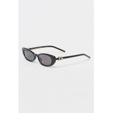 Ochelari de soare cat-eye cu lentila cu uniforma - Negru - Argintiu - Negru