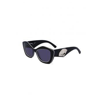 Ochelari de soare cat-eye cu lentile in degrade - Negru/Argintiu
