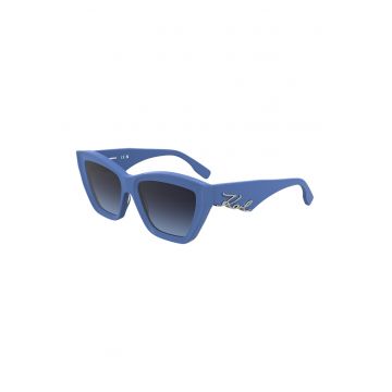 Ochelari de soare cat-eye cu logo - Albastru pastel/Argintiu