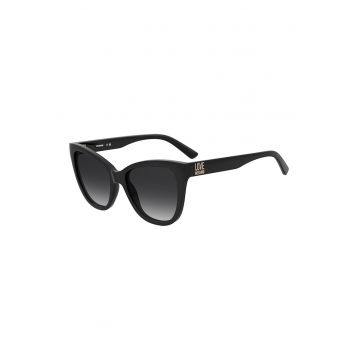 Ochelari de soare cat-eye cu logo discret - Auriu/Negru