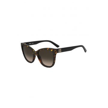 Ochelari de soare cat-eye cu logo discret - Negru/Maro