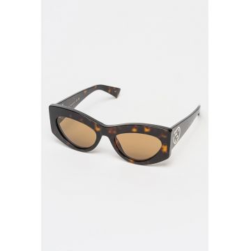 Ochelari de soare cat-eye cu logo - Maro/Argintiu
