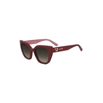 Ochelari de soare cat-eye cu logo - Rosu/Auriu