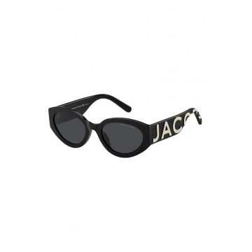 Ochelari de soare cat-eye cu logo supradimensionat pe brate - Auriu/Negru