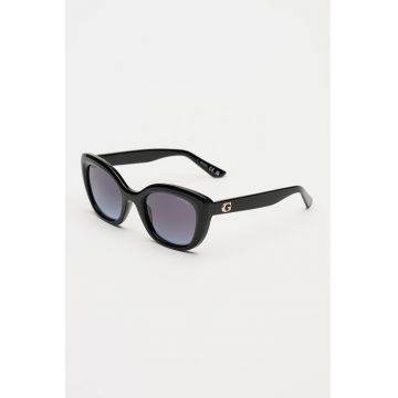 Ochelari de soare cat-eye cu model uni - Negru