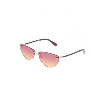 Ochelari de soare cat-eye cu rama metalica - Auriu/Maro pamantiu