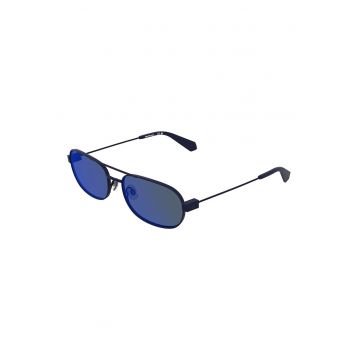 Ochelari de soare dreptunghiulari cu rama metalica - Albastru indigo