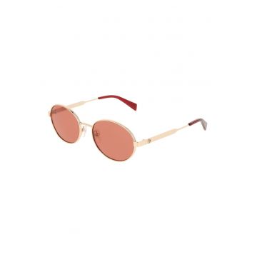 Ochelari de soare metalici cu lentile ovale - Auriu/Rosu inchis