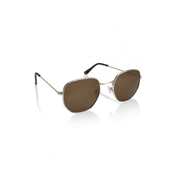 Ochelari de soare rotunzi unisex polarizati Galavant - Auriu/Maro