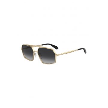 Ochelari de soare unisex hexagonali cu rama metalica - Auriu