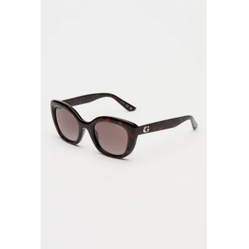 Ochelari de soare cat-eye cu model uni - Negru/Maro