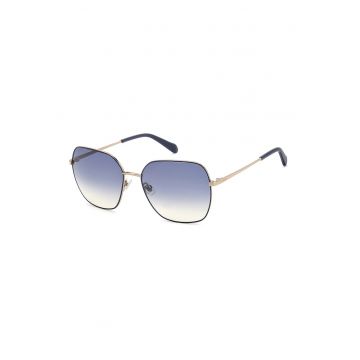 Ochelari de soare patrati cu rama metalica - Auriu/Bleumarin